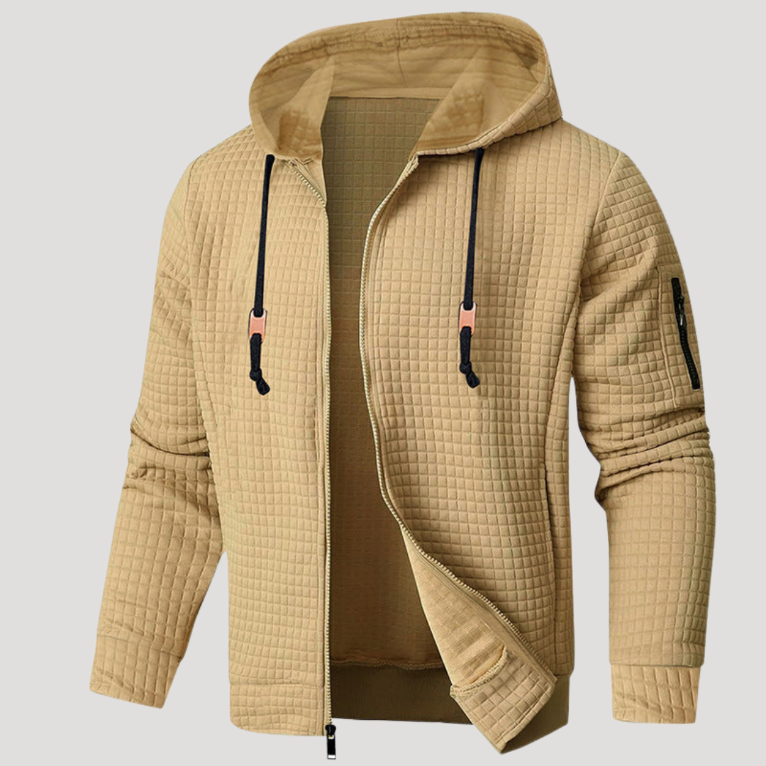 Sweat à Capuche Zippé à Texture Gaufrée pour Homme