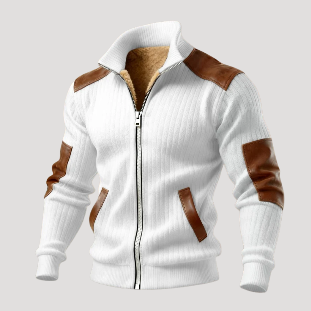 Veste Homme à Texture Côtelée et Col Montant Zippé