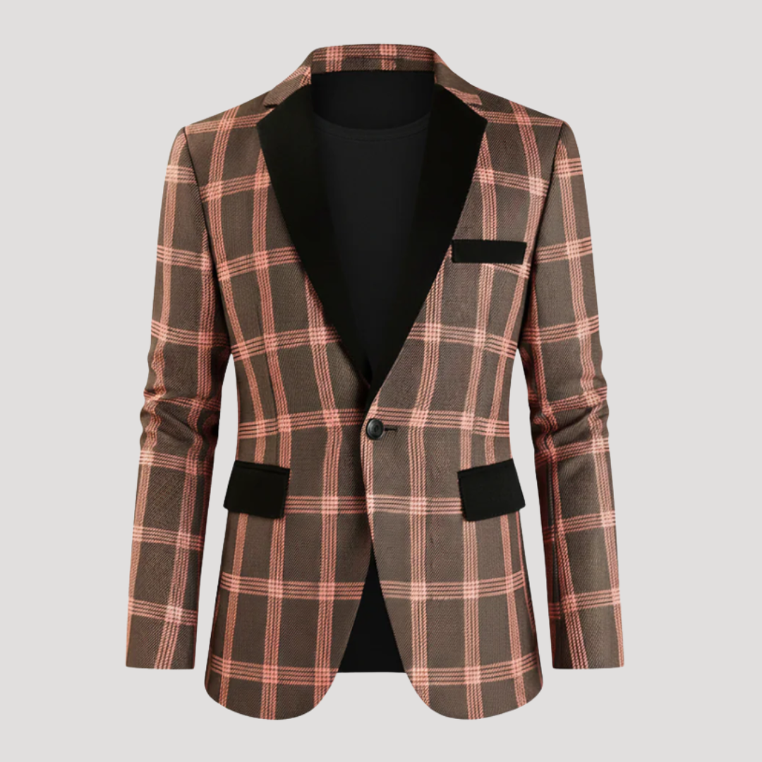 Blazer À Carreaux à Revers Contrastants pour Homme