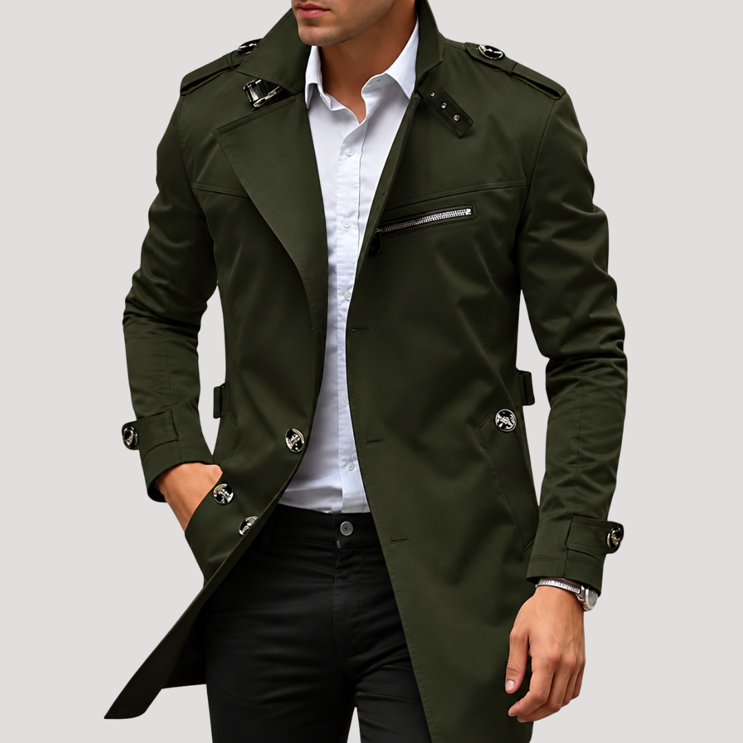 Trench Homme Élégant à Pattes de Serrage