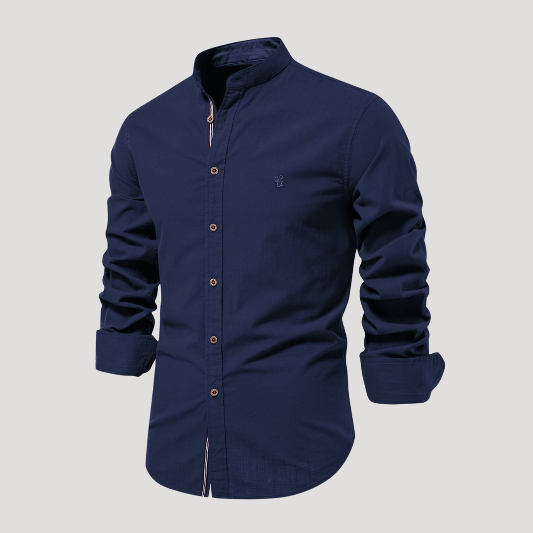 Chemise Col Mao à Liseré Contrasté pour Homme