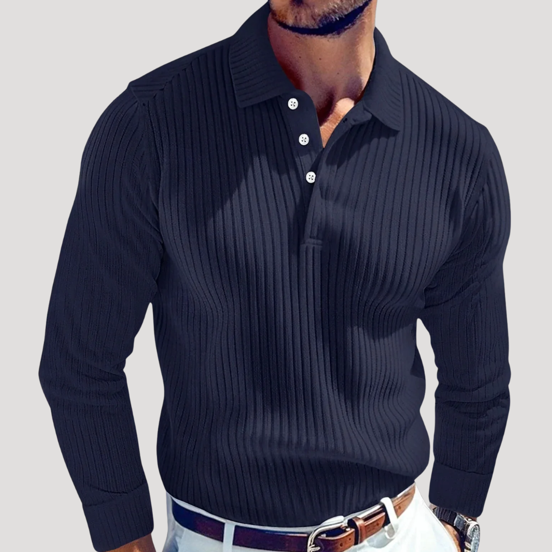 Polo Uni Homme en Maille Côtelée
