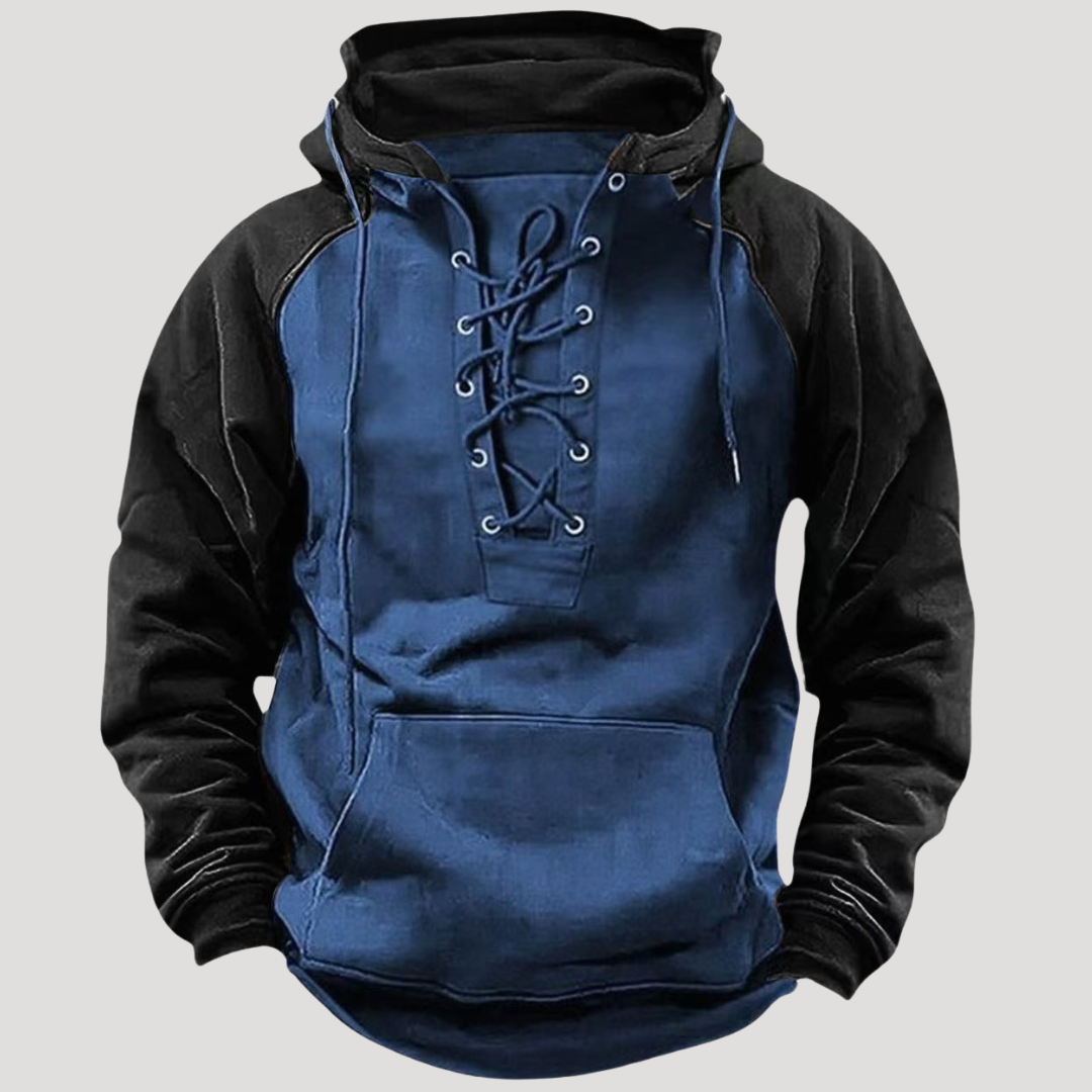 Sweat à Capuche Vintage à Col Lacé pour Homme