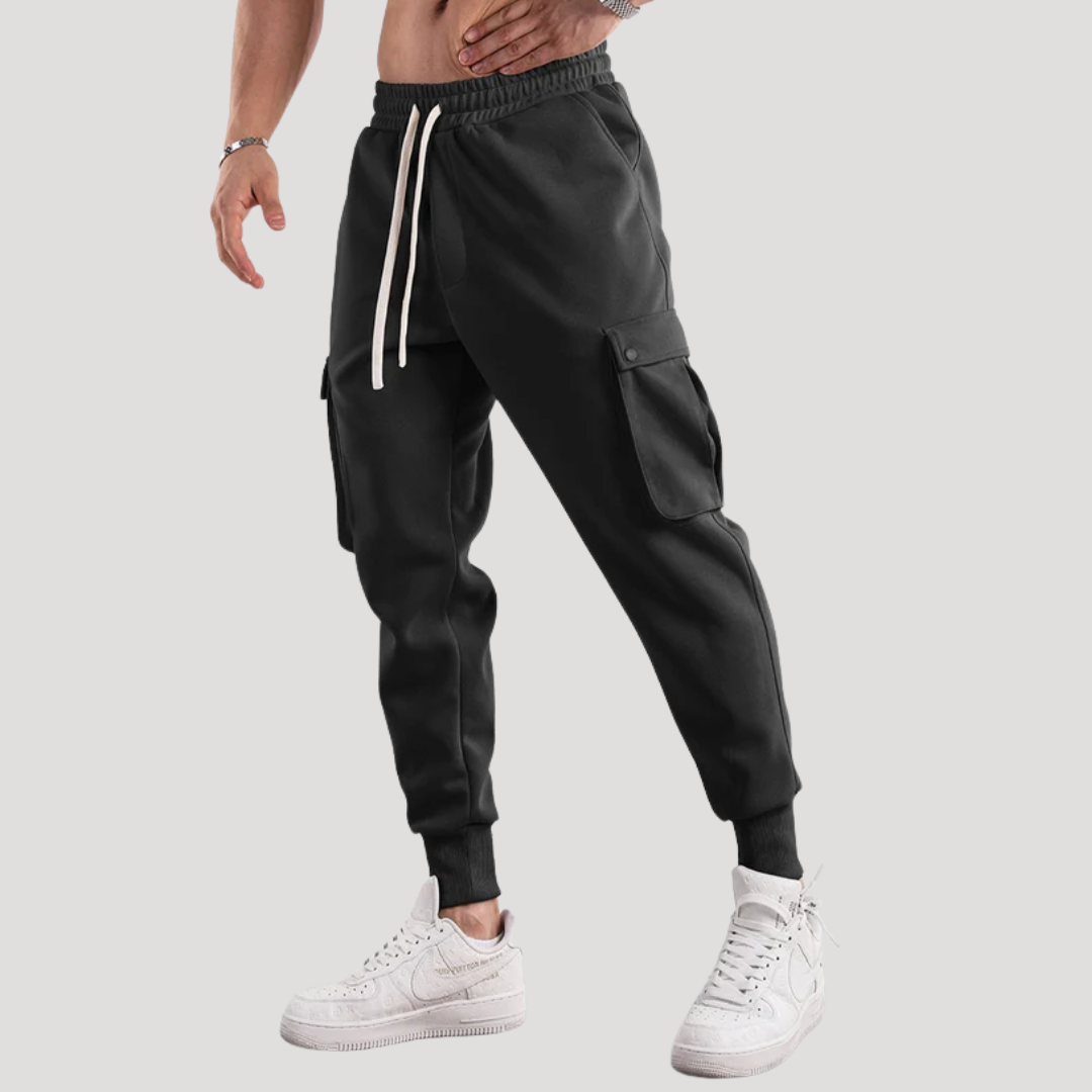 Pantalon Cargo à Poches à Rabat et Bas Côtelés pour Homme