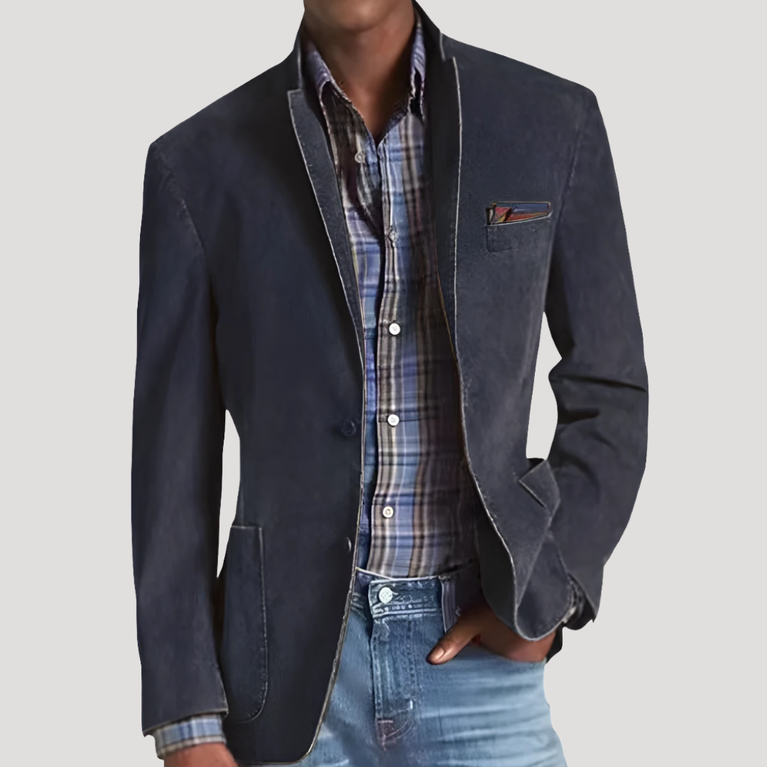 Blazer Cintré à Finitions Contrastées pour Homme