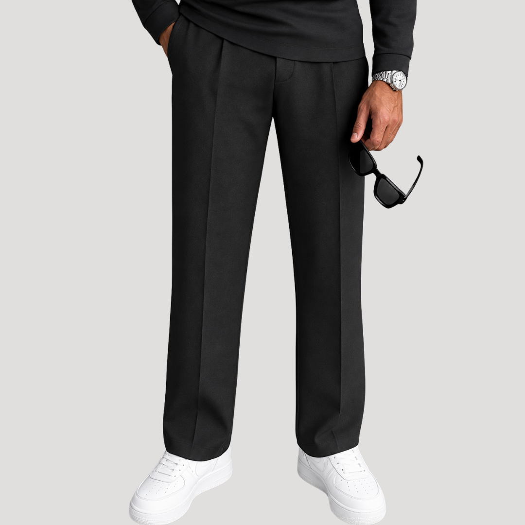 Ensemble Polo à Col Zippé et Pantalon à Plis pour Homme