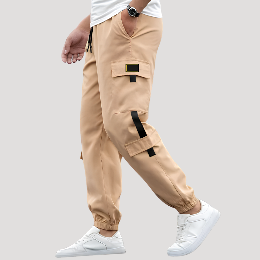 Pantalon Cargo à Poches à Rabat et Sangles Contrastées pour Homme