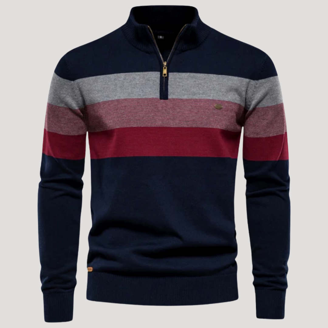 Pull Col Camionneur à Bandes Contrastées pour Homme