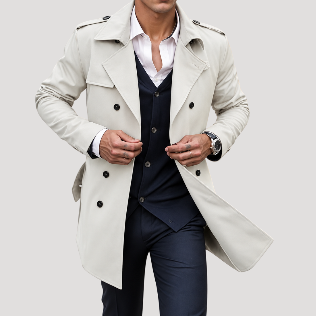 Trench Élégant Croisé Homme