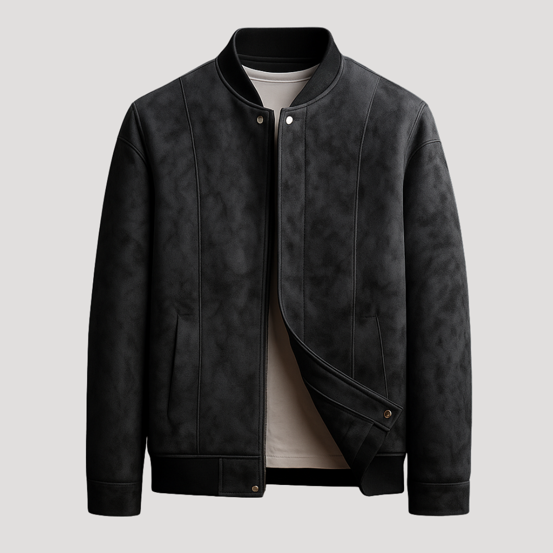 Bomber à Col Côtelé et Découpes Verticales pour Homme