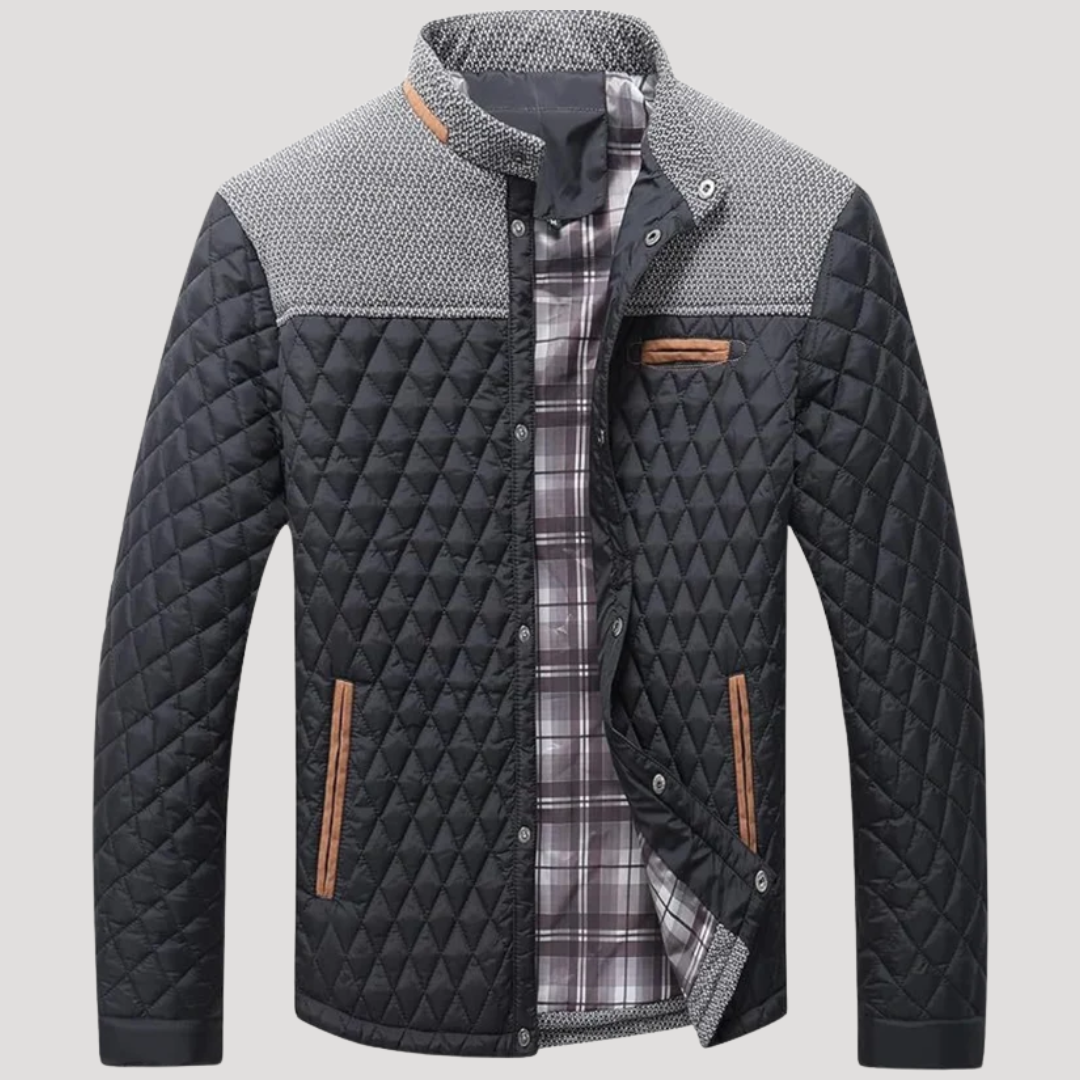 Veste Homme à Matelassage Losange et Empiècement Texturé