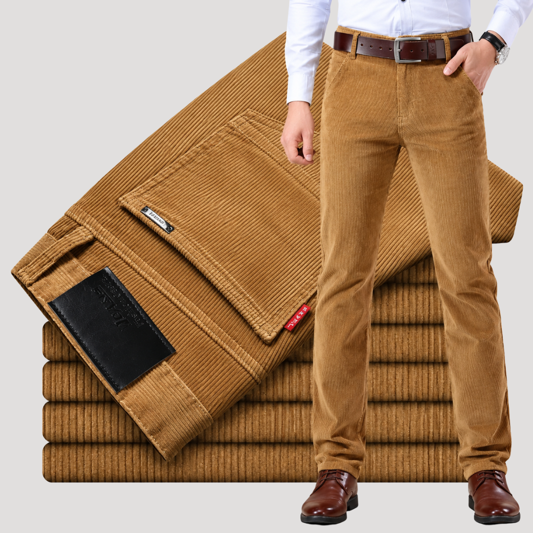 Pantalon en Velours Côtelé à Coupe Droite pour Homme