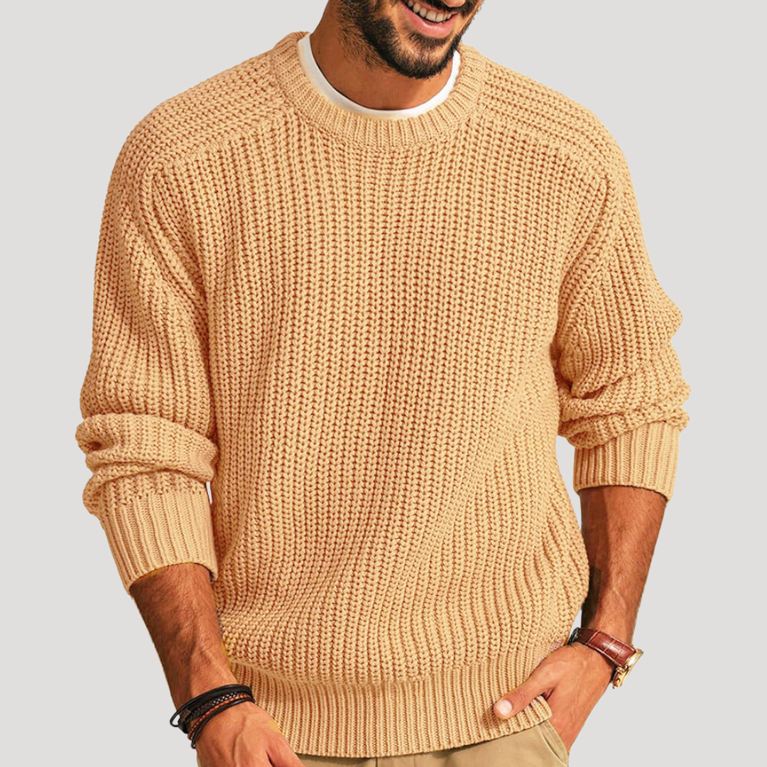 Pull Col Rond en Grosse Maille Côtelée pour Homme
