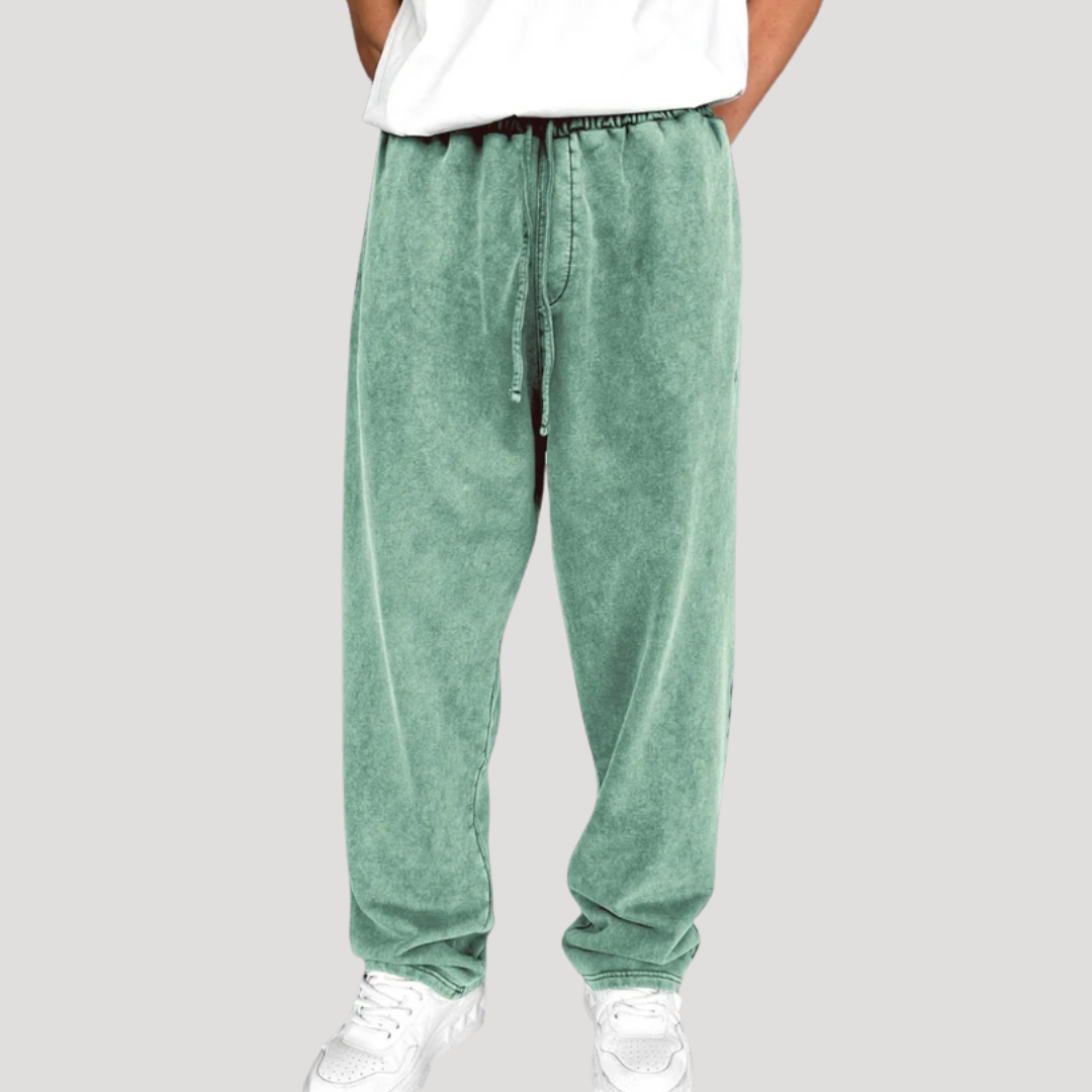 Pantalon Large à Taille Élastiquée Effet Délavé pour Homme