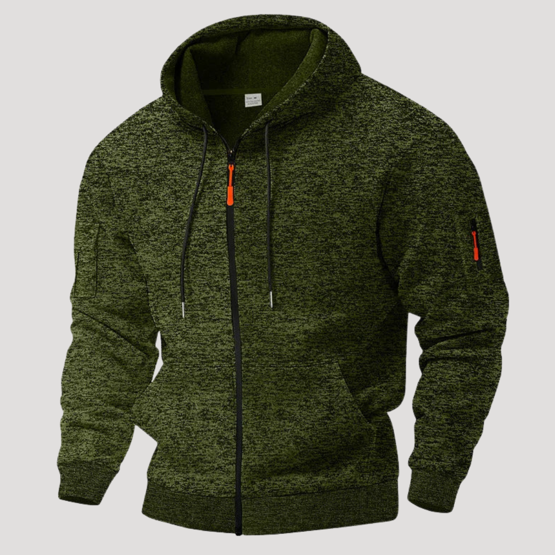 Sweat à Capuche Zippé à Effet Chiné pour Homme