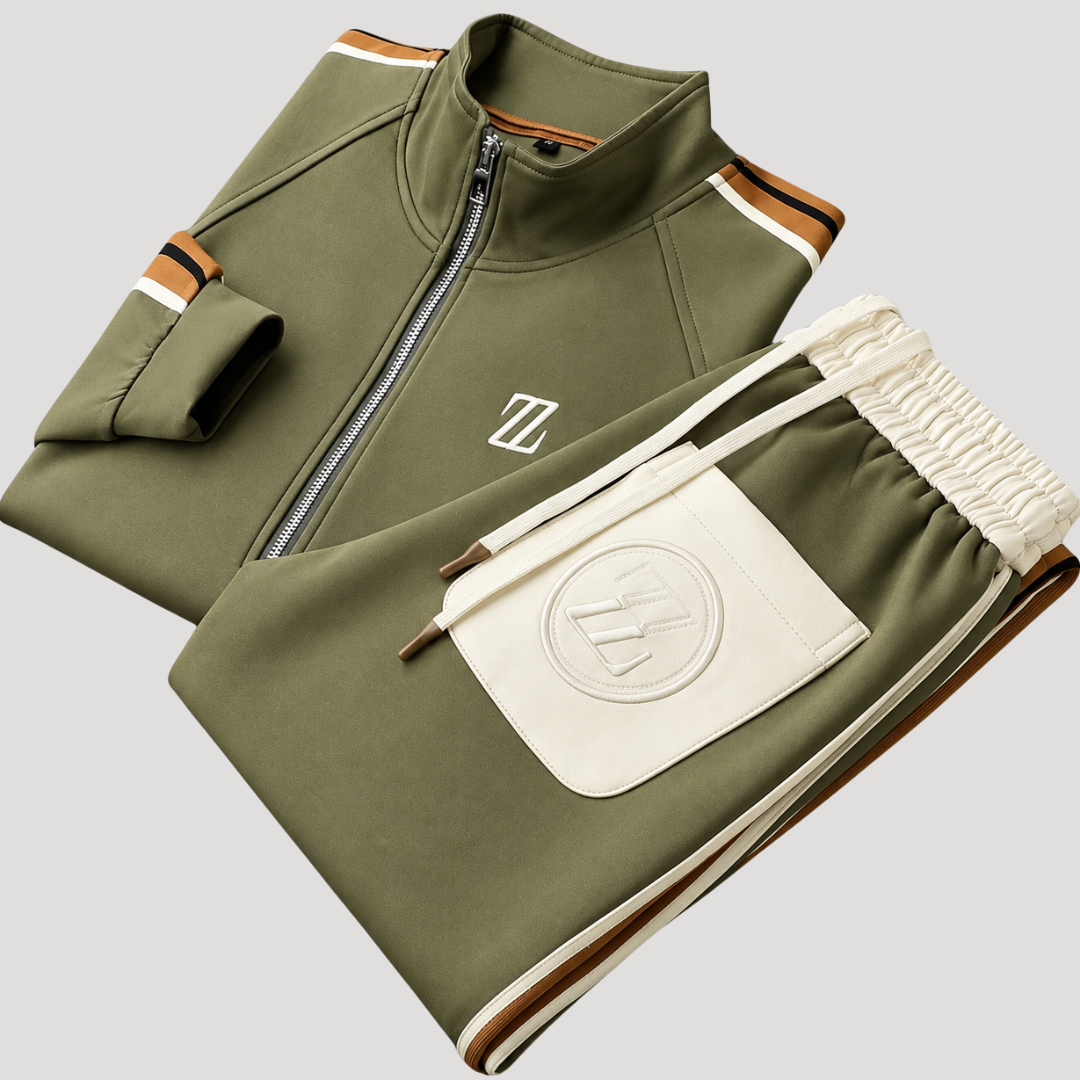 Ensemble Survêtement à Demi-Zip et Bandes Latérales pour Homme