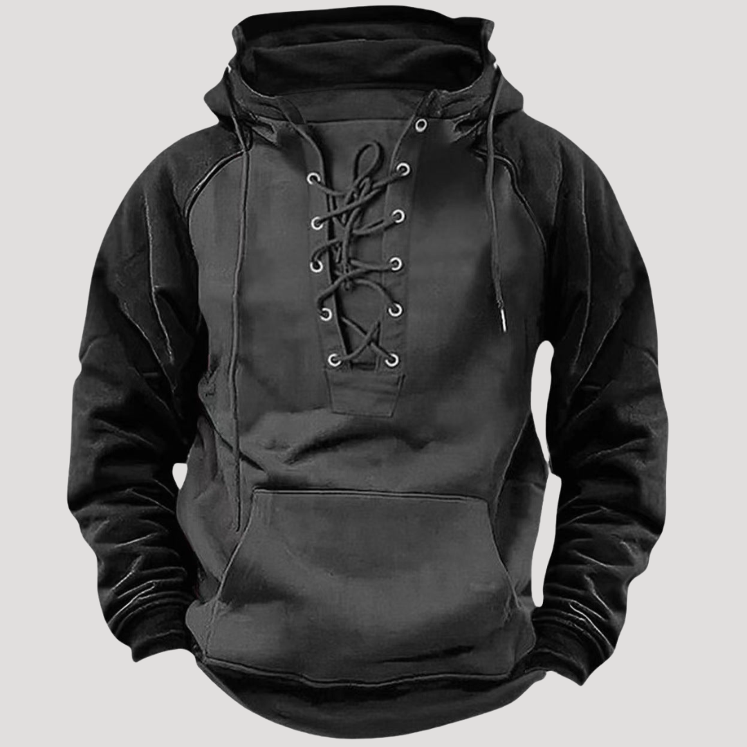 Sweat à Capuche Vintage à Col Lacé pour Homme