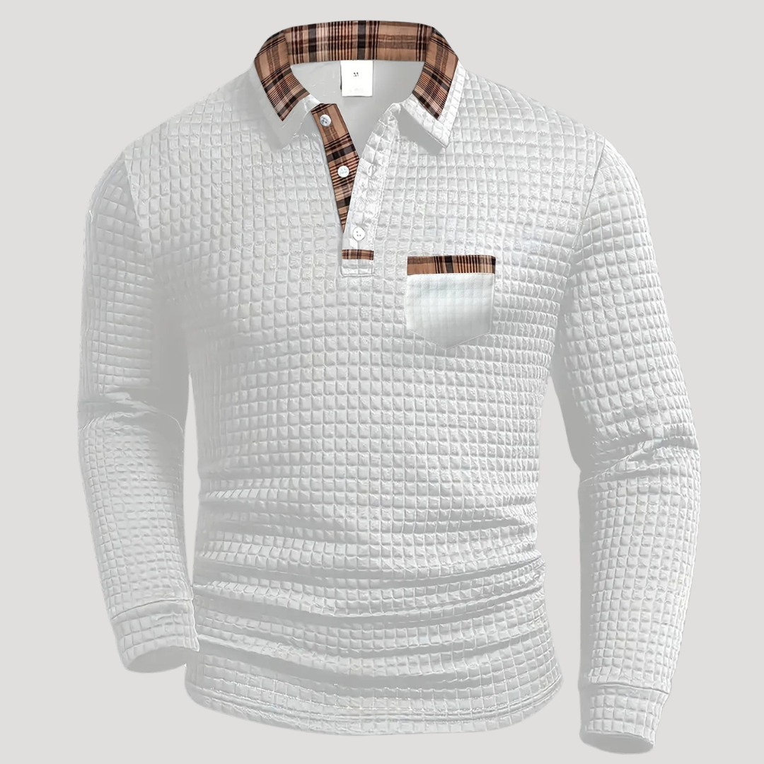 Polo Vintage Texturé à Manches Longues pour Homme
