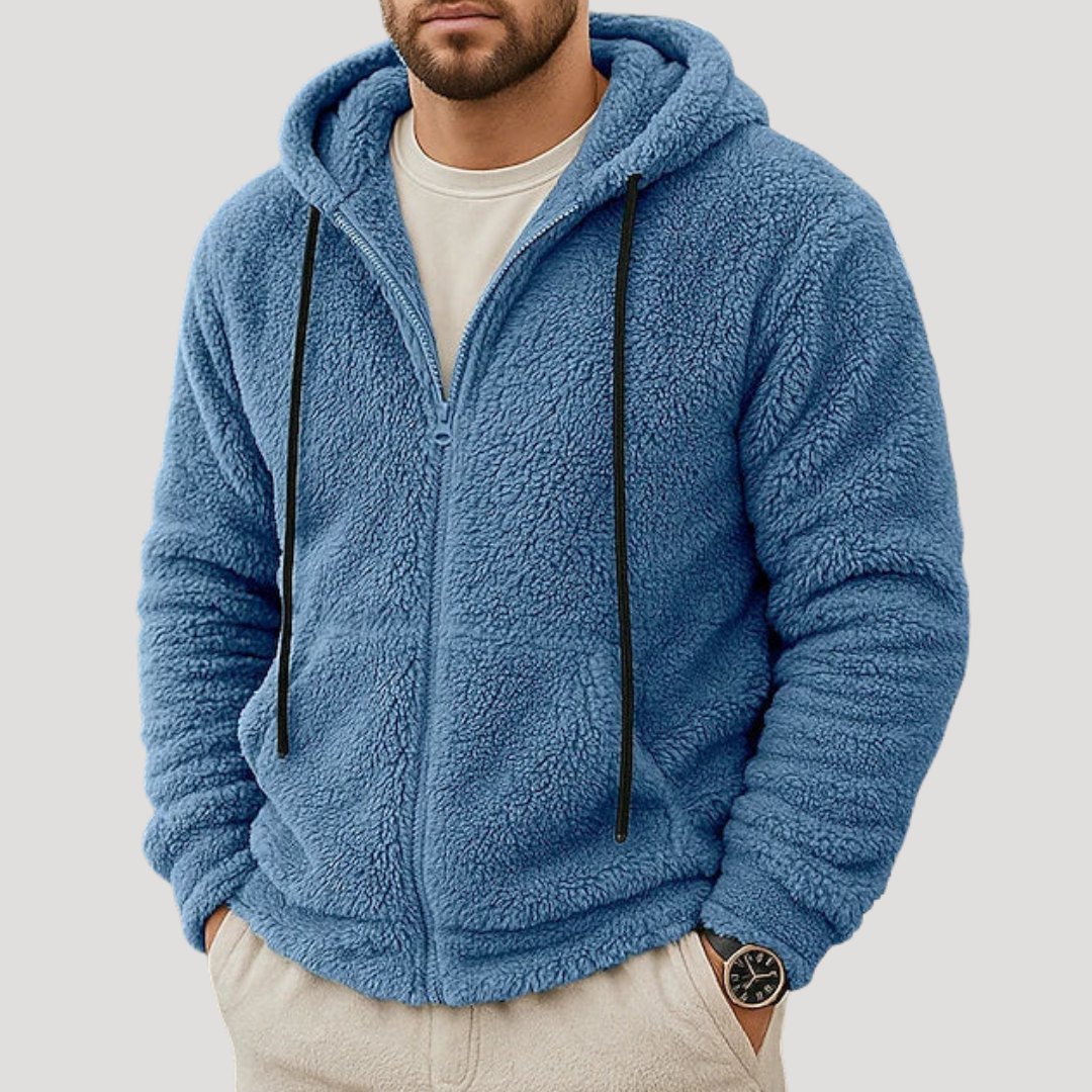 Sweat à Capuche Zippé à Texture Bouclée pour Homme
