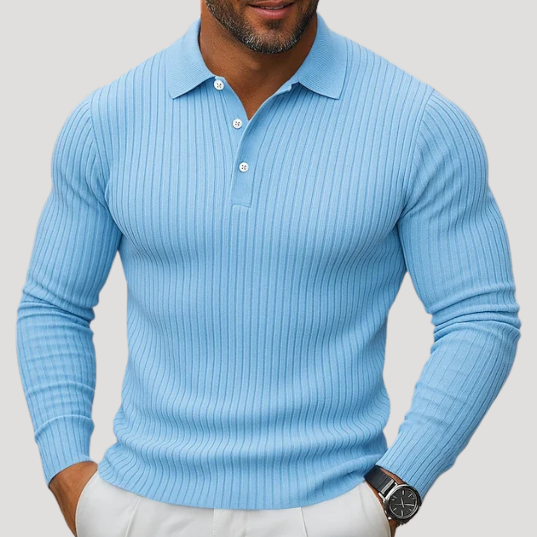 Polo Uni Homme à Maille Côtelée