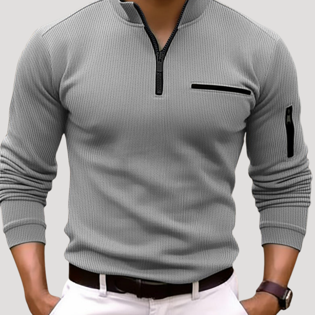 Pull Sport Côtelé à Col Montant pour Homme