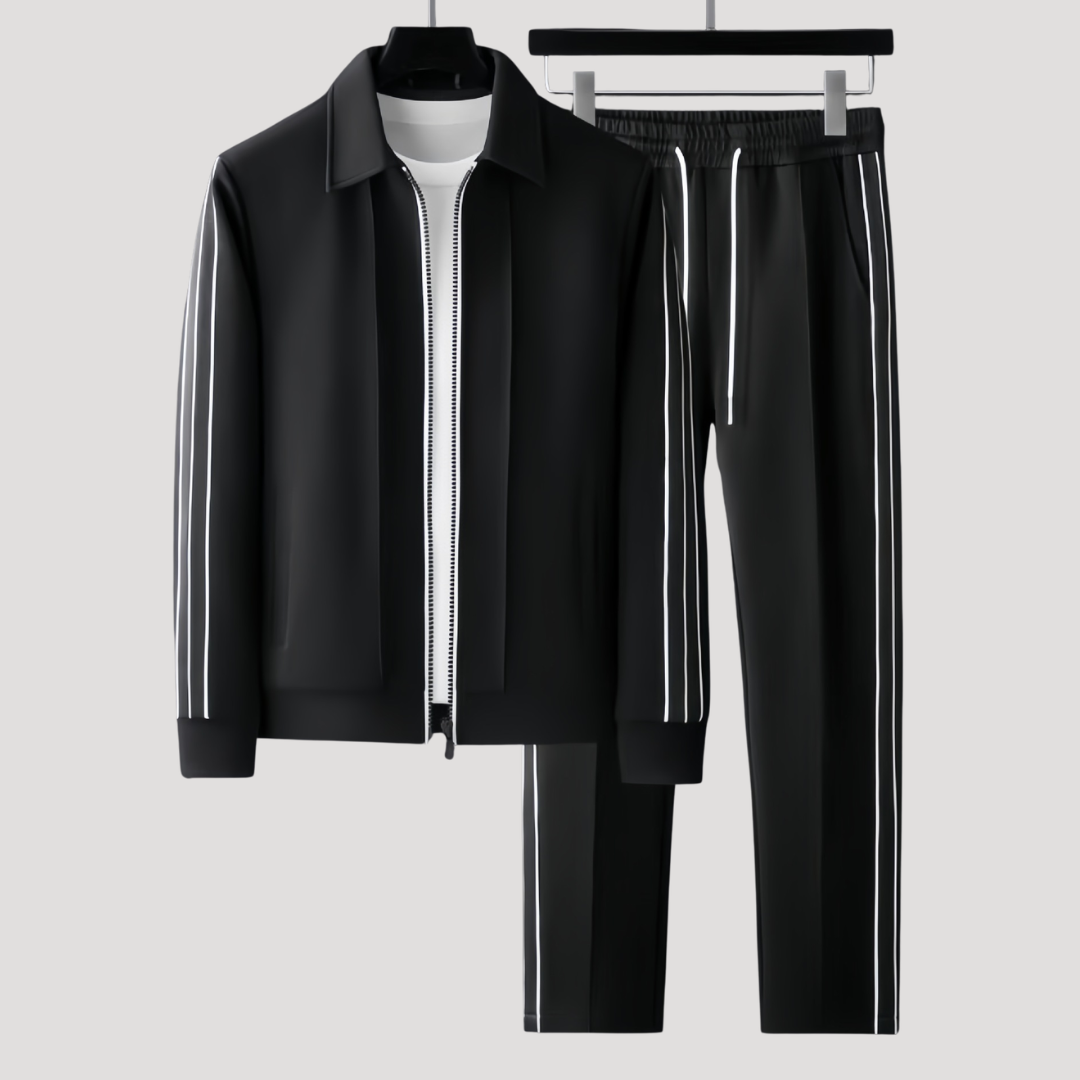 Ensemble Survêtement Zippé à Bandes Latérales Contrastées pour Homme