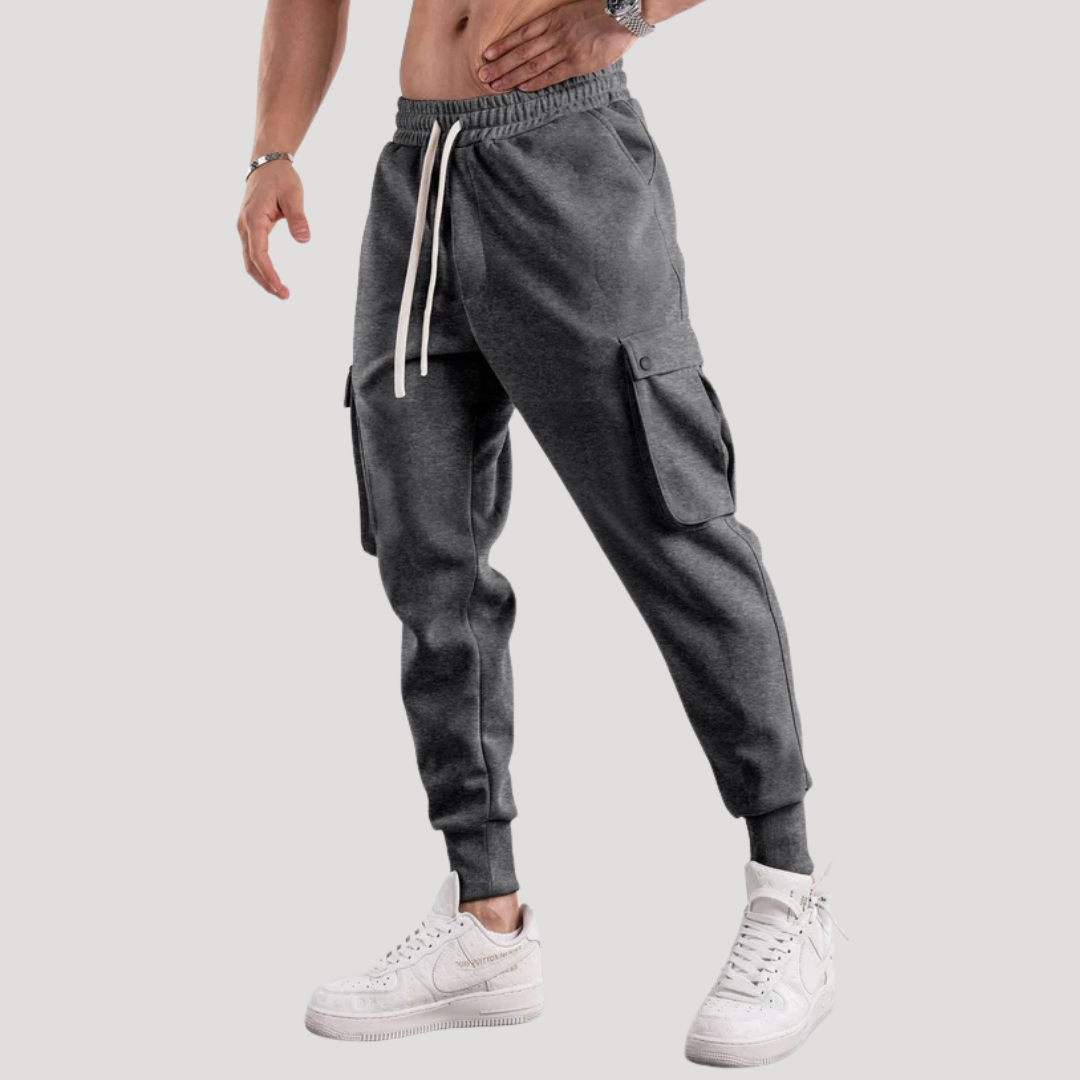 Pantalon Cargo à Poches à Rabat et Bas Côtelés pour Homme