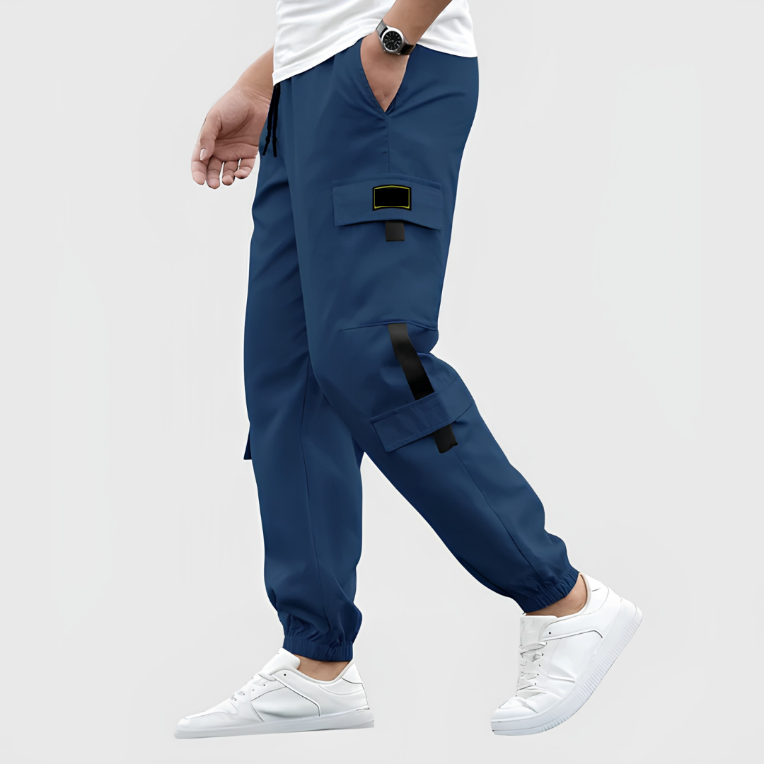 Pantalon Cargo à Poches à Rabat et Sangles Contrastées pour Homme