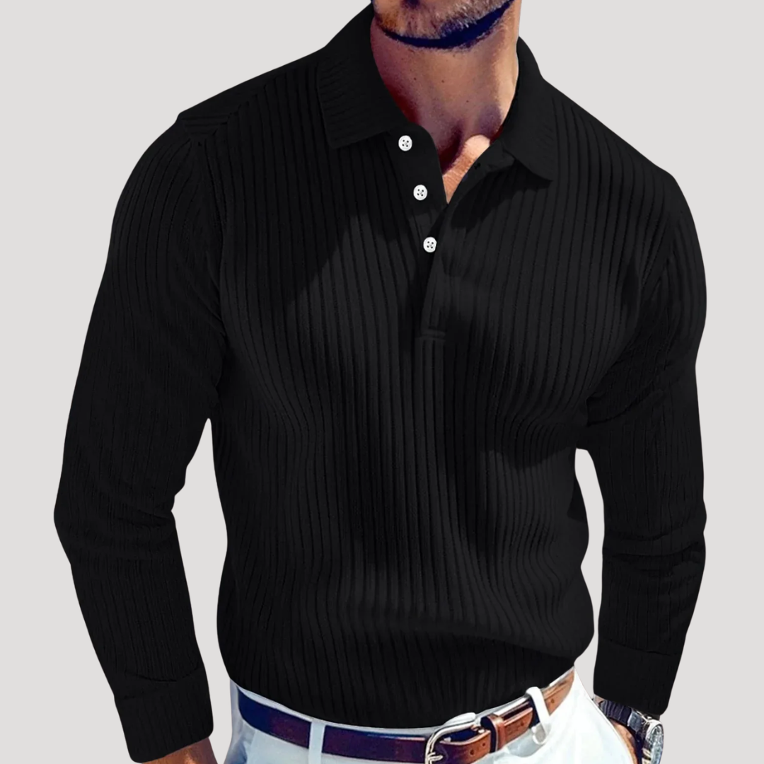 Polo Uni Homme en Maille Côtelée