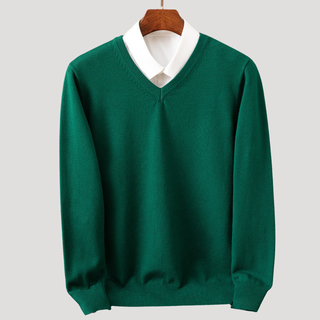 Pull à Col V et Finitions Côtelées pour Homme