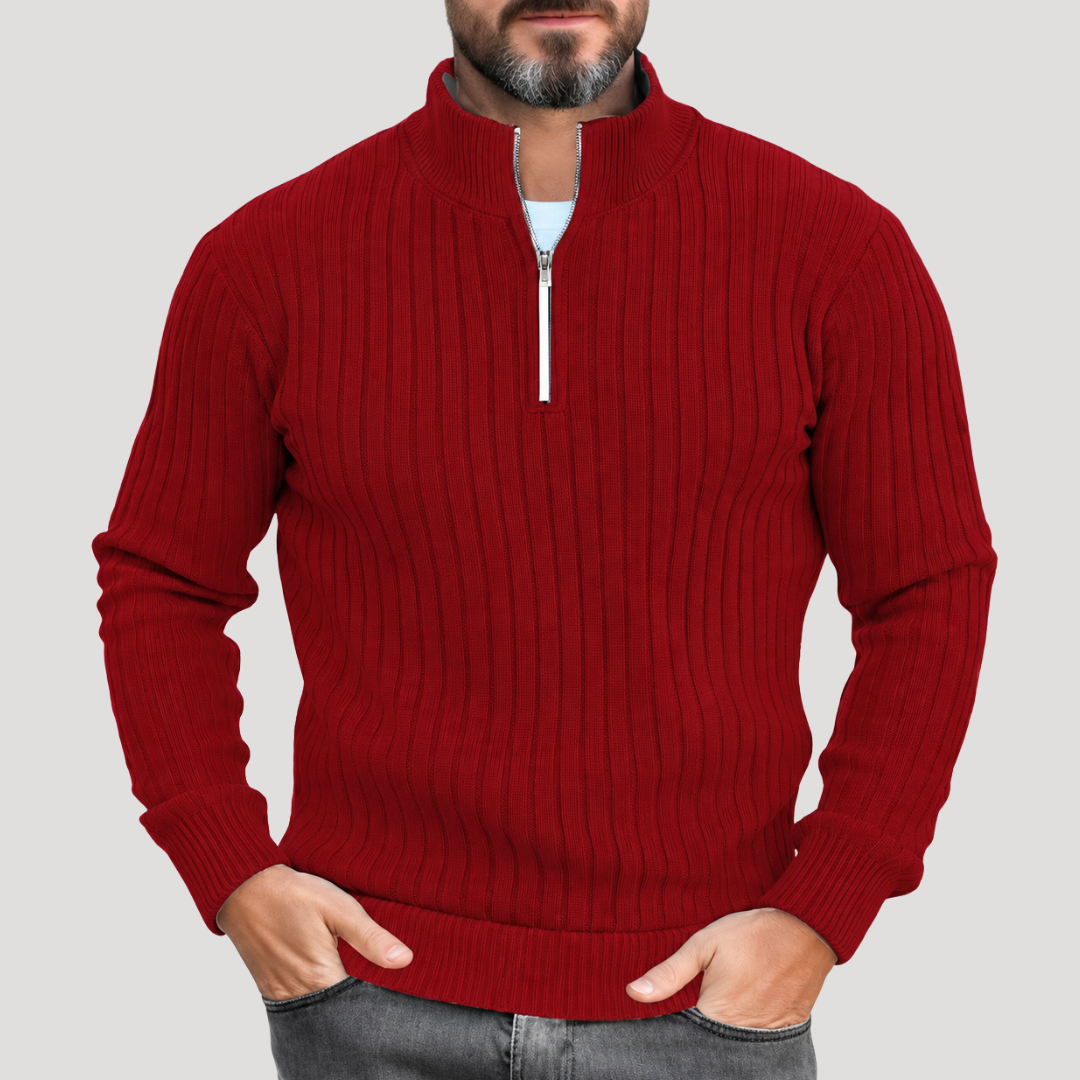 Pull Col Camionneur en Maille Côtelée pour Homme