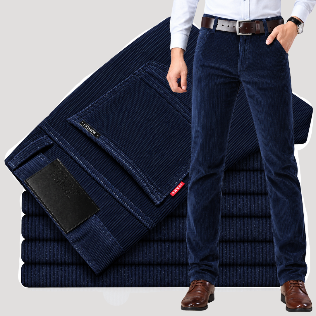Pantalon en Velours Côtelé à Coupe Droite pour Homme
