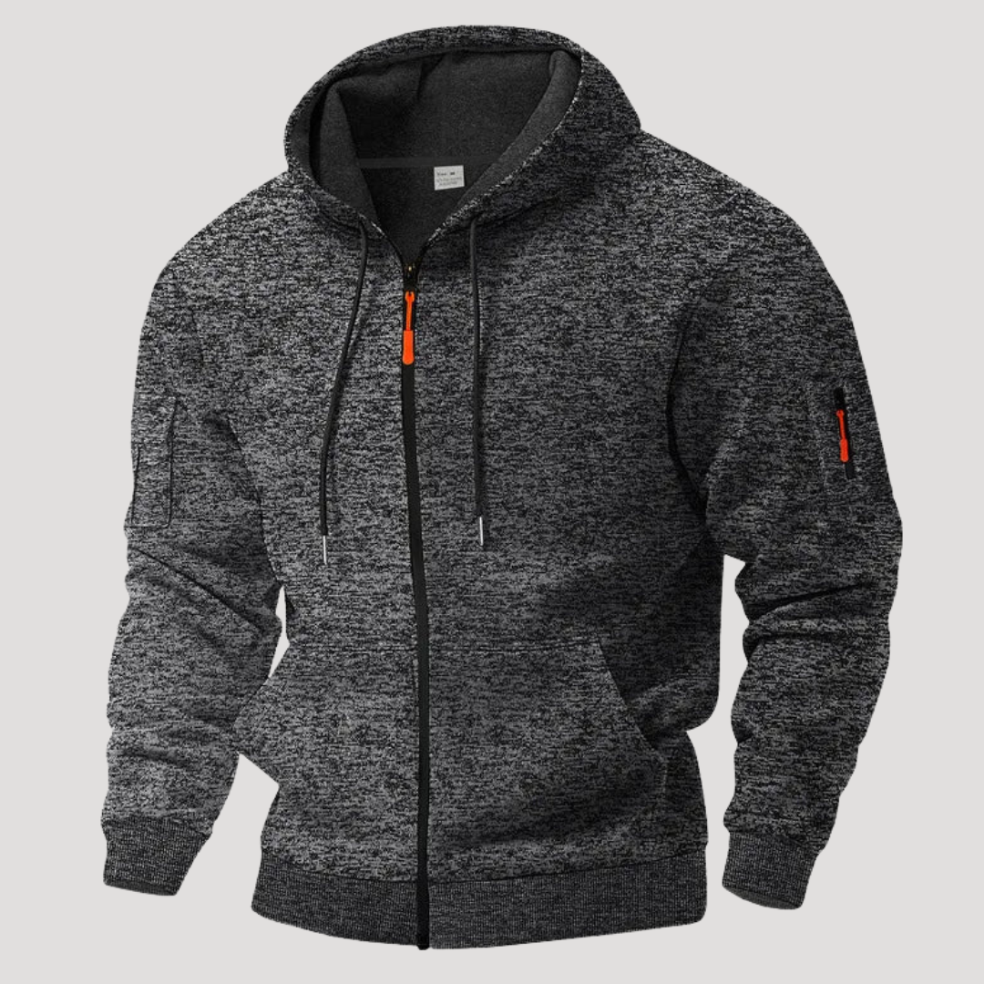 Sweat à Capuche Zippé à Effet Chiné pour Homme