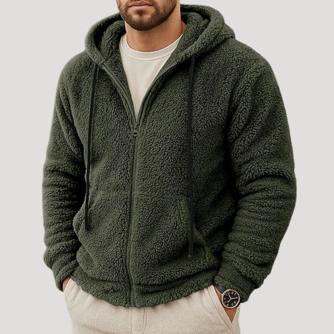 Sweat à Capuche Zippé à Texture Bouclée pour Homme
