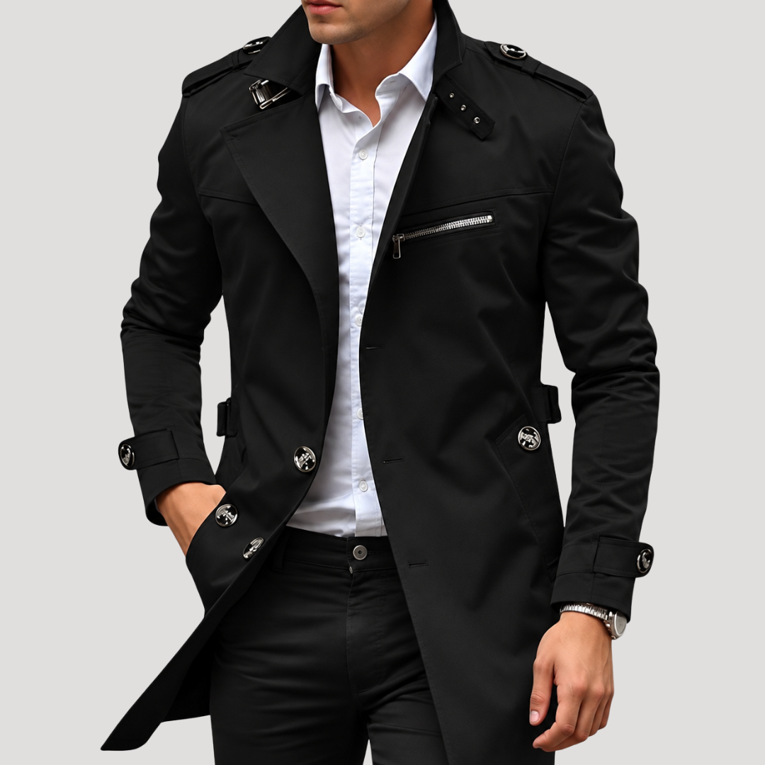 Trench Homme Élégant à Pattes de Serrage