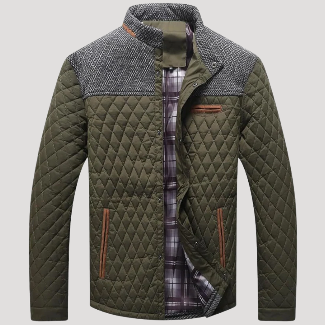 Veste Homme à Matelassage Losange et Empiècement Texturé