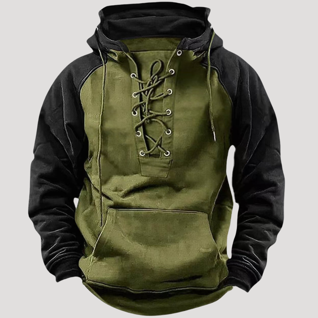 Sweat à Capuche Vintage à Col Lacé pour Homme