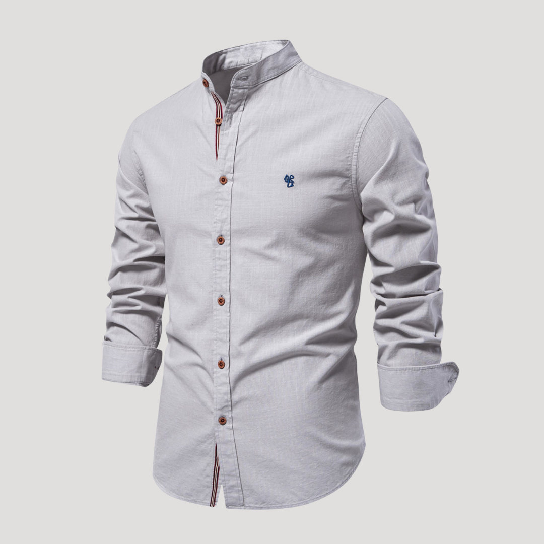 Chemise Col Mao à Liseré Contrasté pour Homme