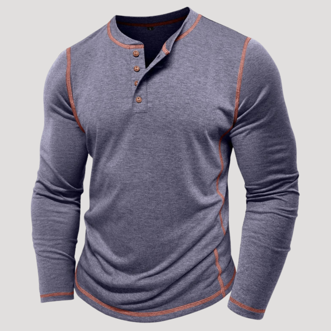 Haut Henley à Surpiqûres Contrastées pour Homme
