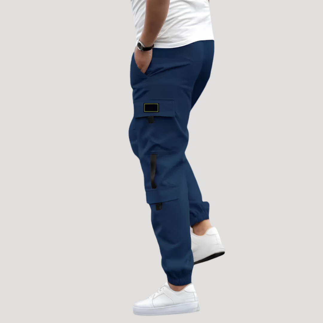 Pantalon Cargo à Poches à Rabat et Sangles Contrastées pour Homme