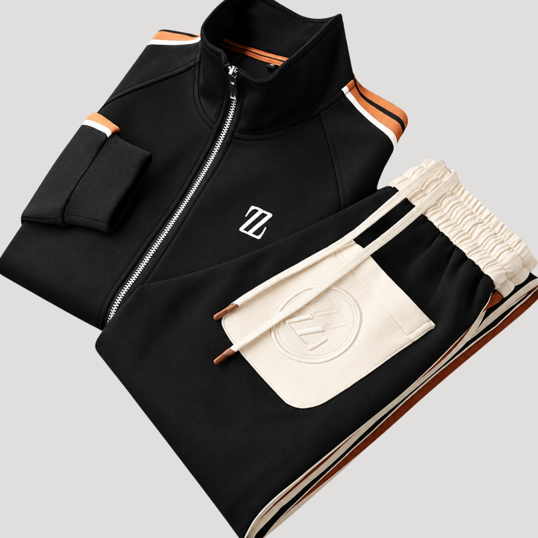 Ensemble Survêtement à Demi-Zip et Bandes Latérales pour Homme
