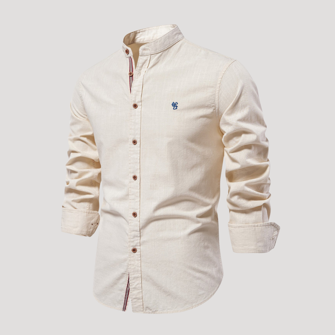 Chemise Col Mao à Liseré Contrasté pour Homme
