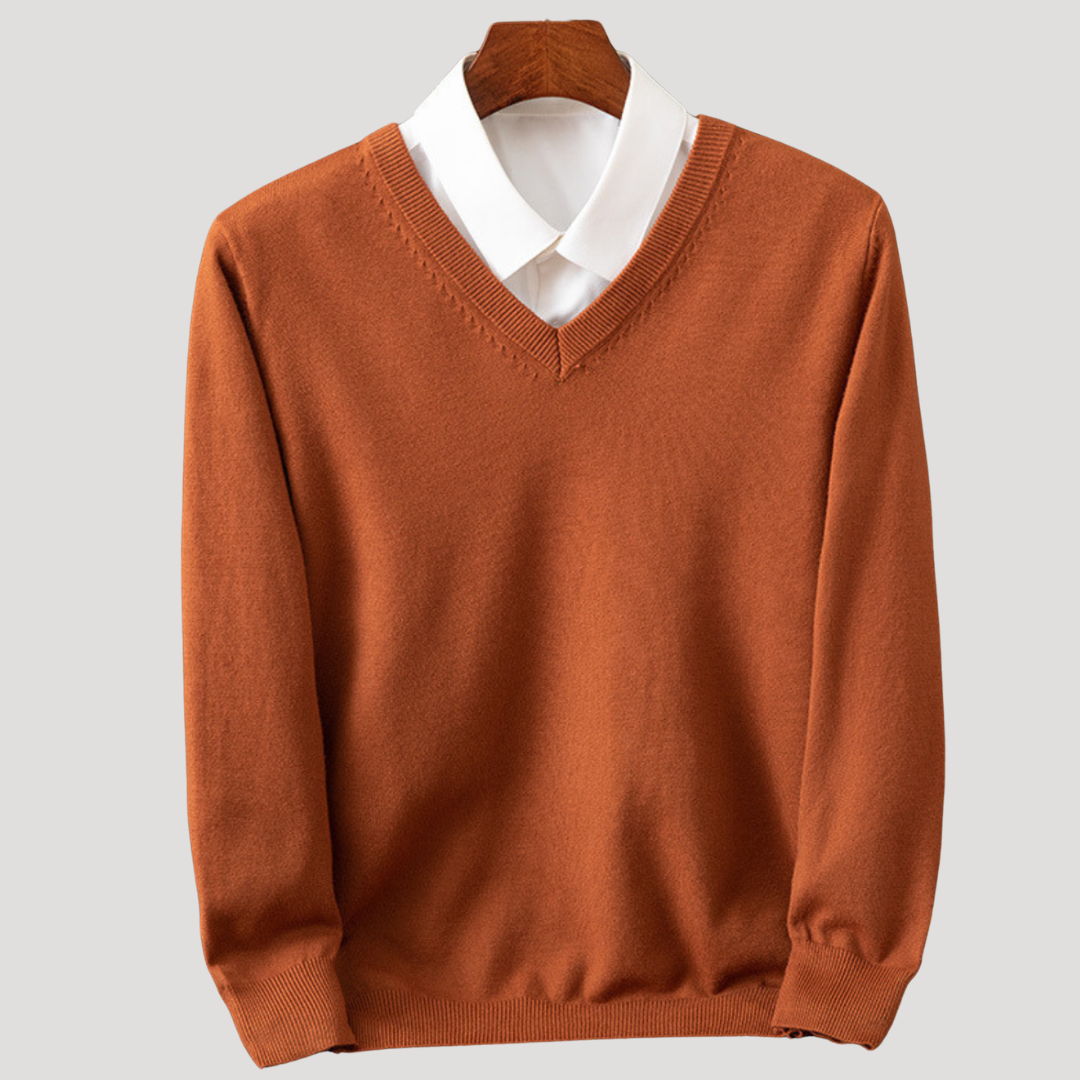 Pull à Col V et Finitions Côtelées pour Homme