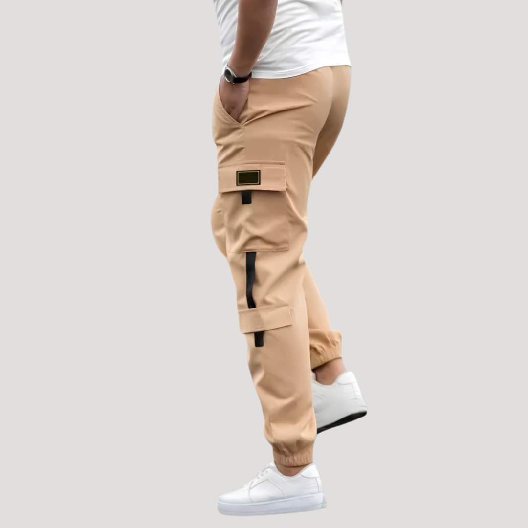 Pantalon Cargo à Poches à Rabat et Sangles Contrastées pour Homme