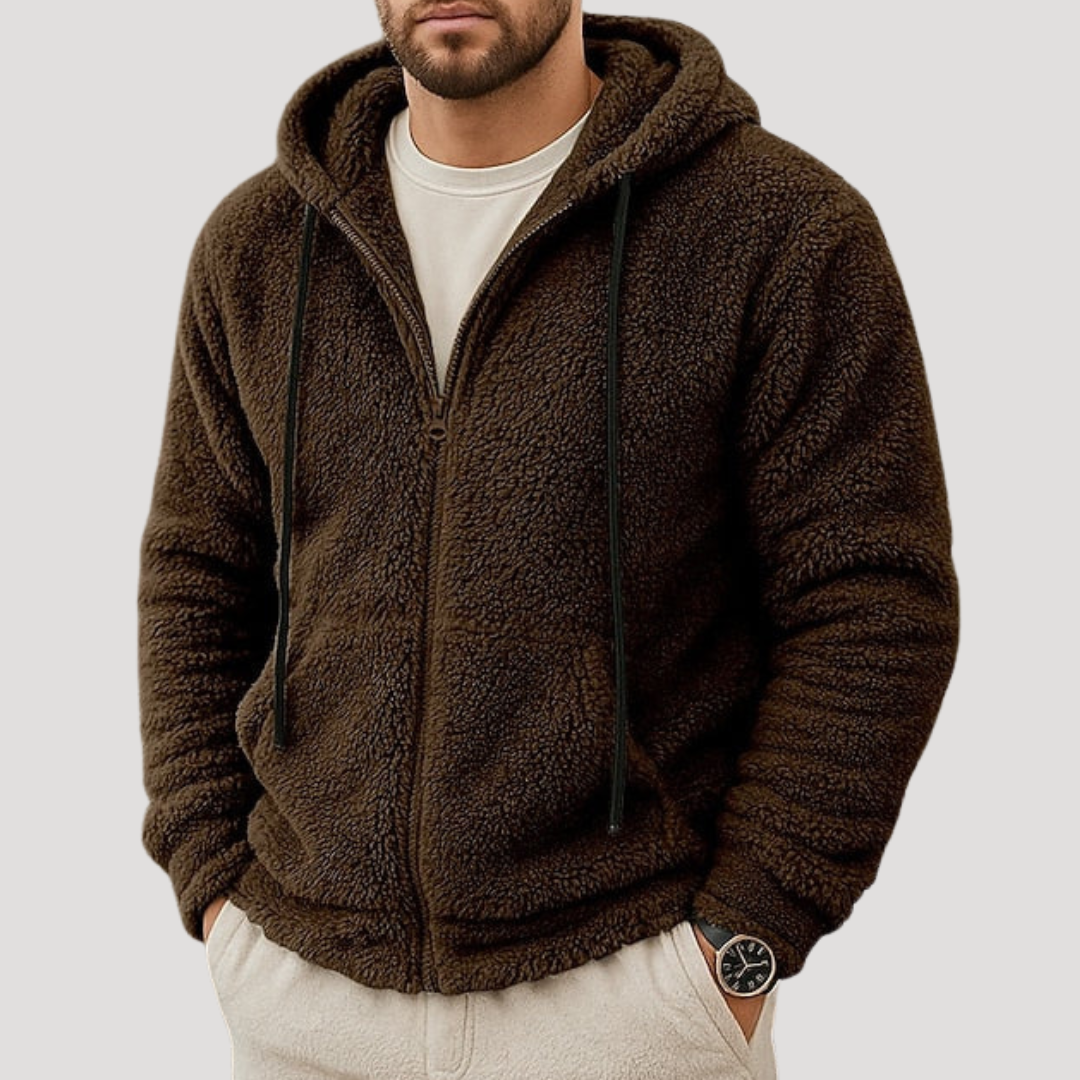 Sweat à Capuche Zippé à Texture Bouclée pour Homme
