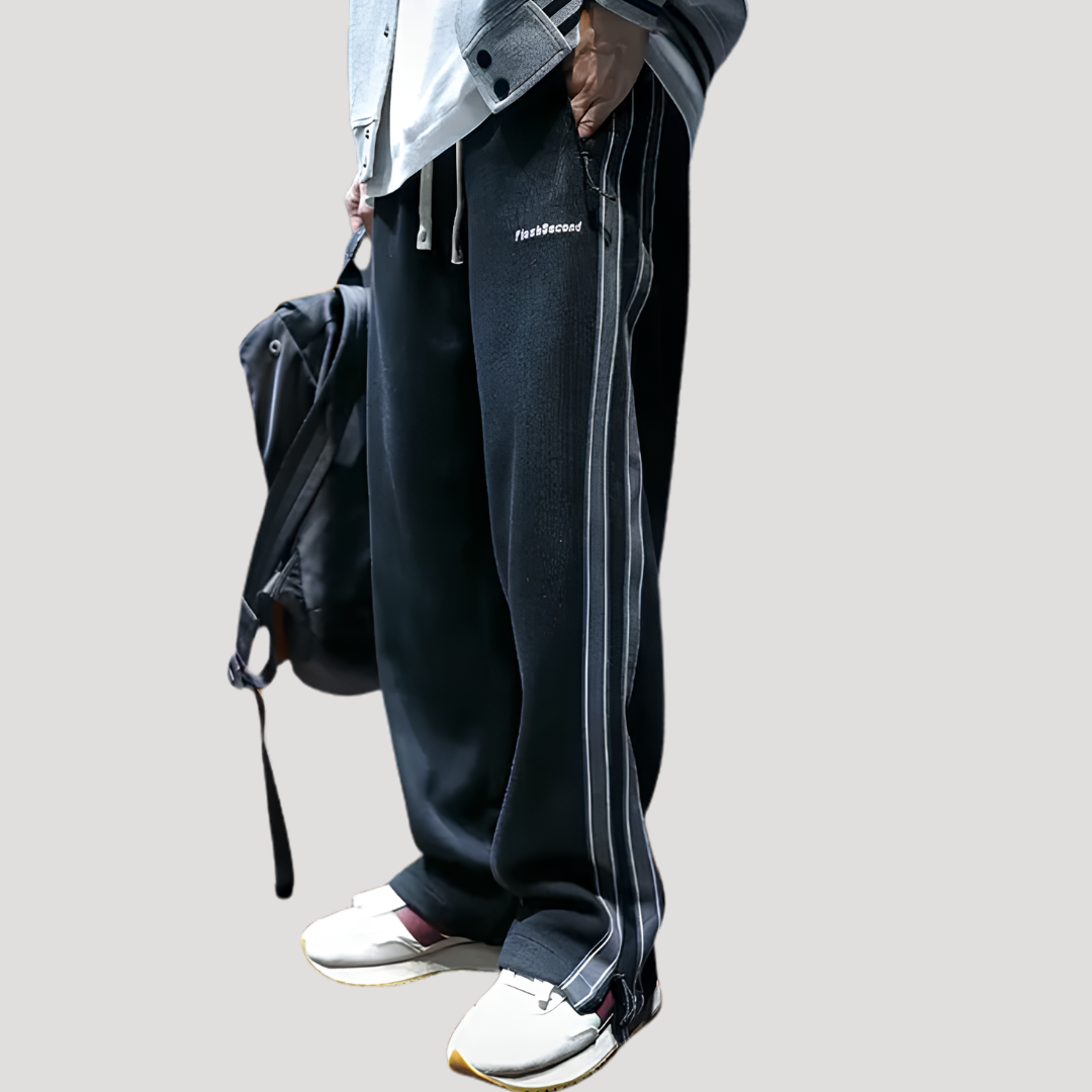 Pantalon Large à Doubles Bandes Contrastées pour Homme