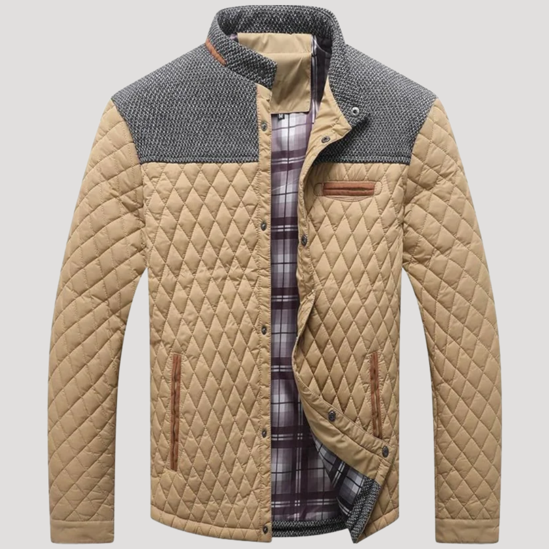 Veste Homme à Matelassage Losange et Empiècement Texturé