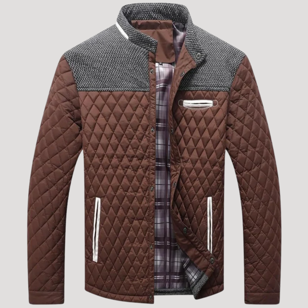 Veste Homme à Matelassage Losange et Empiècement Texturé