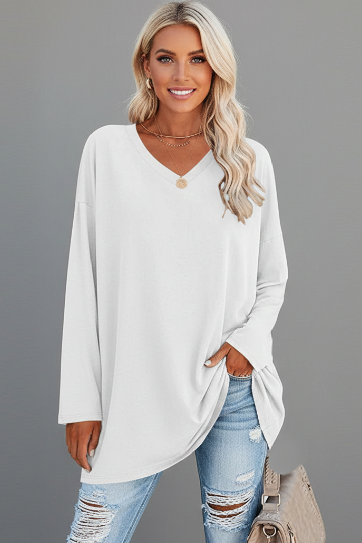 Haut Femme Décontracté Col V Ample