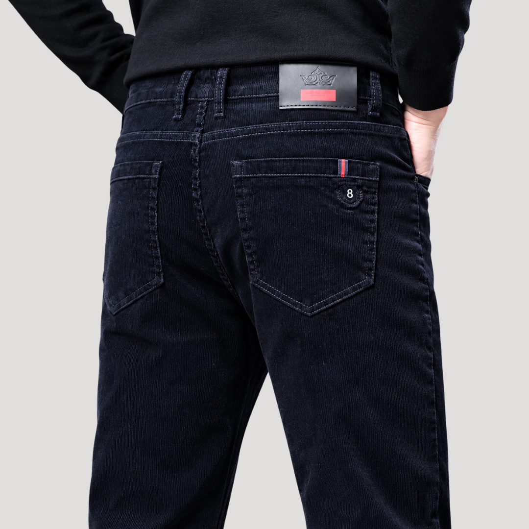 Pantalon en Velours Côtelé à Coupe Droite pour Homme